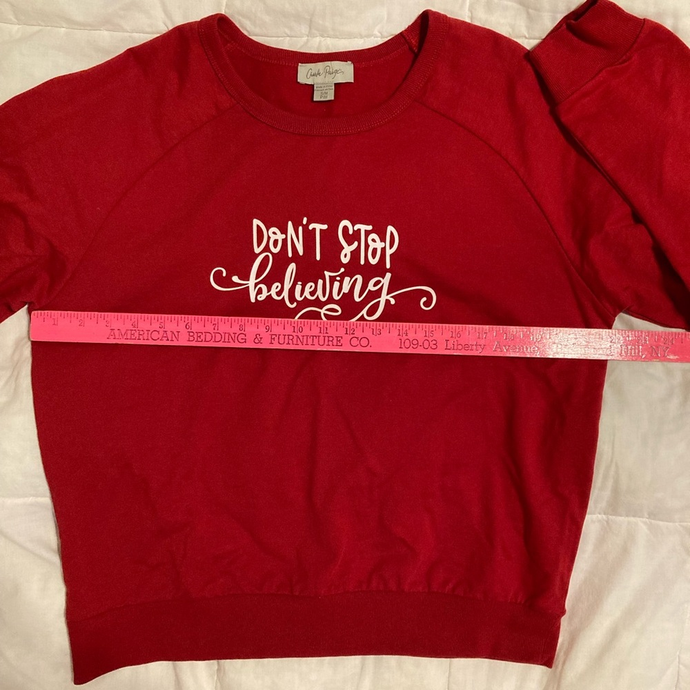 Charlie Paige Red Christmas Top Women’s S/M - New - Don’t Stop Believing - Picture 7 of 11